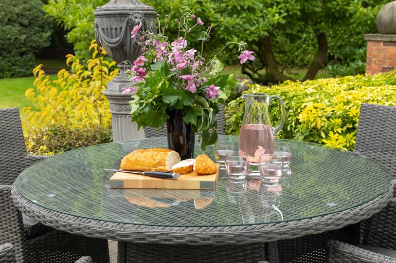 Paris Round Grey Rattan Carver Dining Set