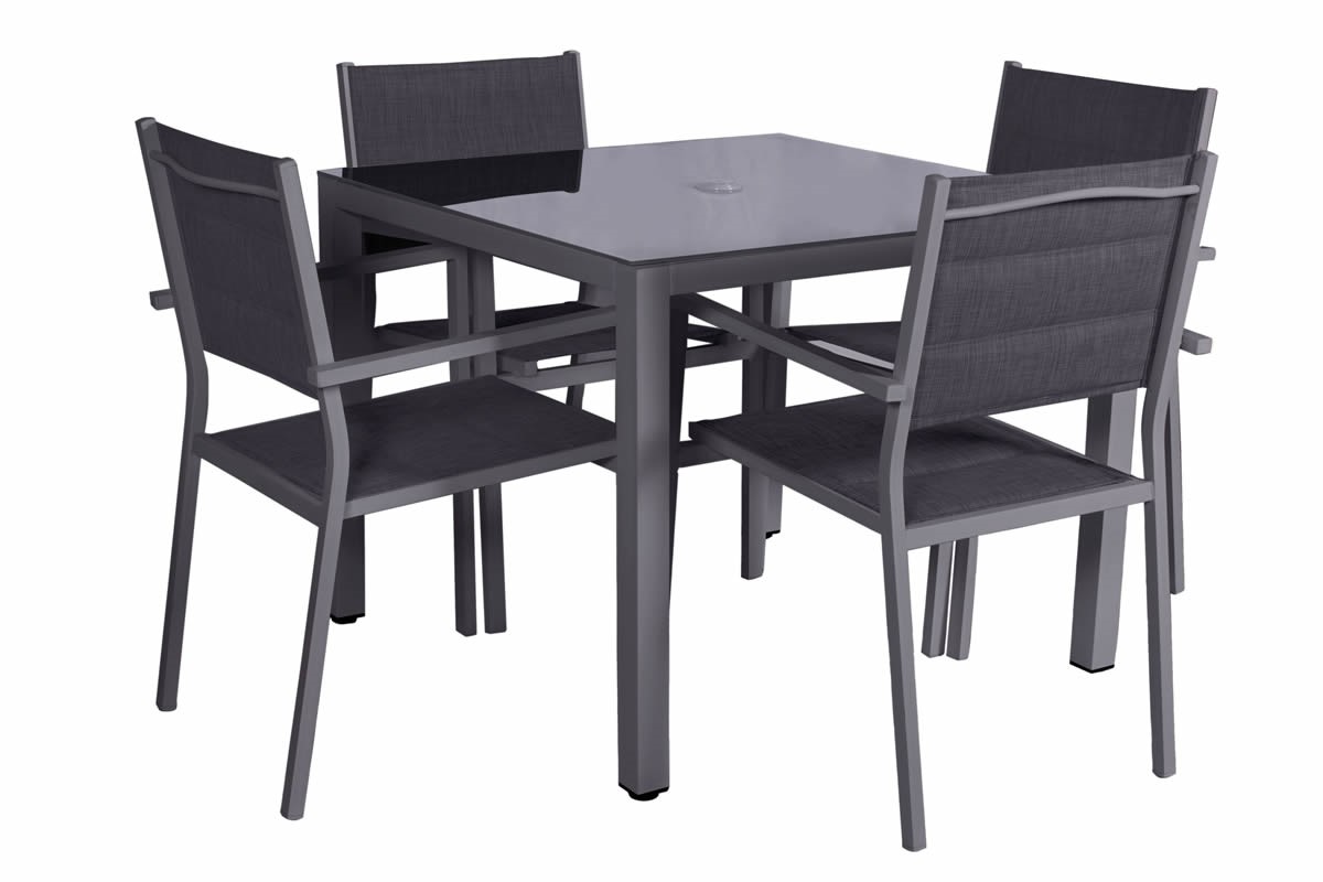 Sorrento 4 Seater Outdoor Dining Set Including Parasol