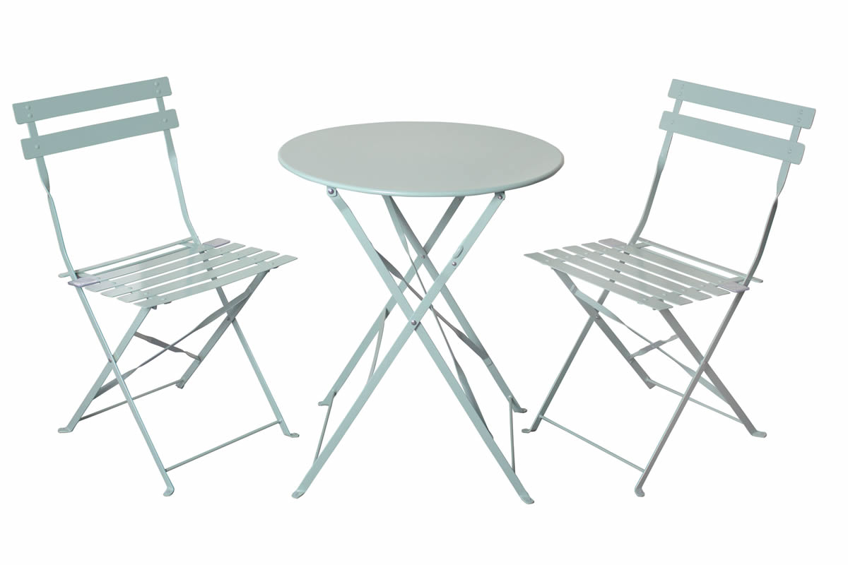 View Green Padstow Metal 2 Seater Metal Folding Garden Outdoor Bistro Dining Set Ideal For Balconies Folds For Easy Storage Slatted QuickDry Seat information