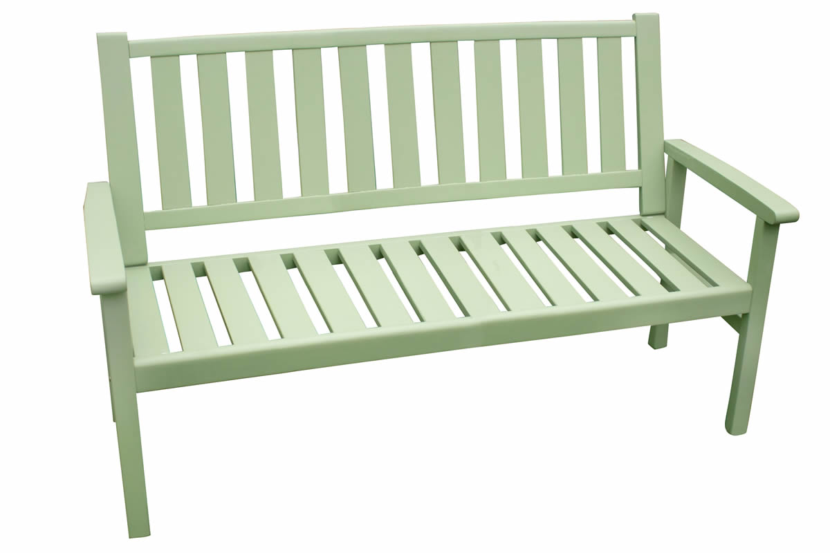 View Three Seater Porto Homestead Green Garden Wooden Outdoor Bench Slatted Seat Backrest Enables Quick Drying From Rainfall Acacia Hardwood Frame information