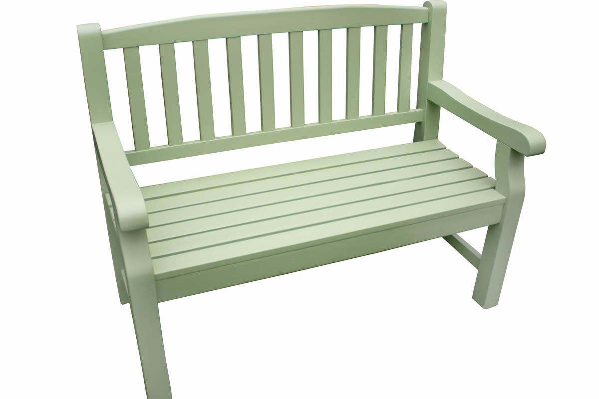 View Porto Turnbury Two Seater Hardwood Green Garden Outdoor Bench Slatted Seat Backrest Enables Quick Drying After Rainfall Robust Construction information