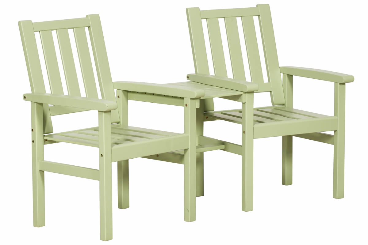 View Porto Painted Green Hardwood 2 Chair Companion Set Garden Lounging Patio Seat Slatted Seat And Backrest Easy Assembly Royalcraft information