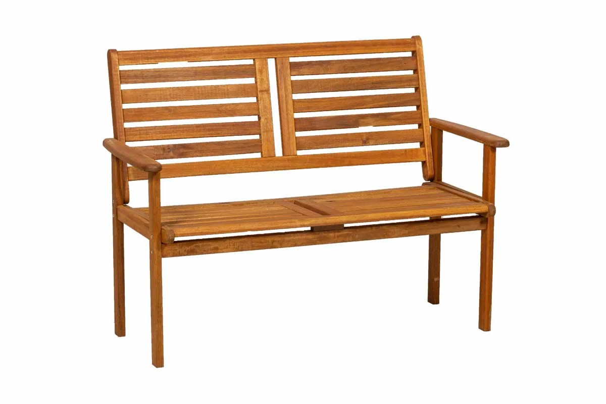 View Napoli 2 Seater Wooden Outdoor Garden Bench Slatted Back Seat Allow Rainwater To Drain Freely Robust Frame Weather Resistant information