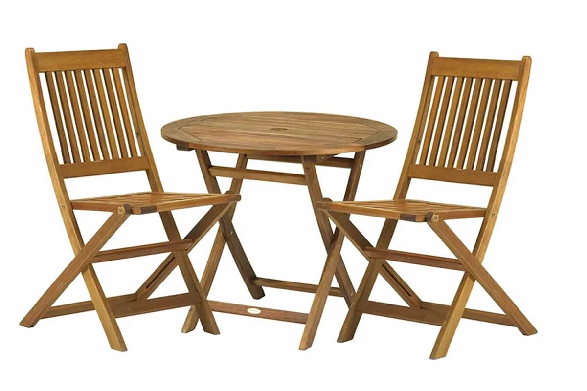View York Wooden 2 Seater Chair Outdoor Bistro Dining Set Acacia Hardwood Timber Chairs Table Folds For Easy Storage Water Resistant Finish information