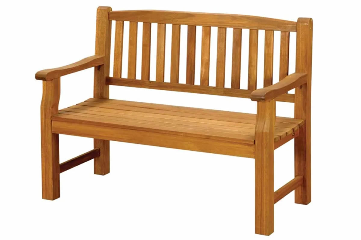 View Turnbury Two Seater Acacia Wooden Slatted Garden Outside Bench Weather Resistant Slatted Seat Robust Frame Easy Home Assembly Royalcraft information