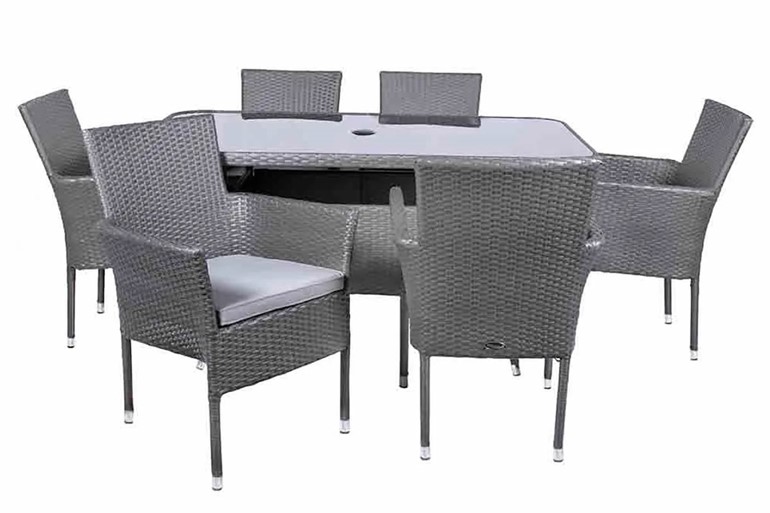 Malaga 6 Seater Rectangular Armchair Dining Set