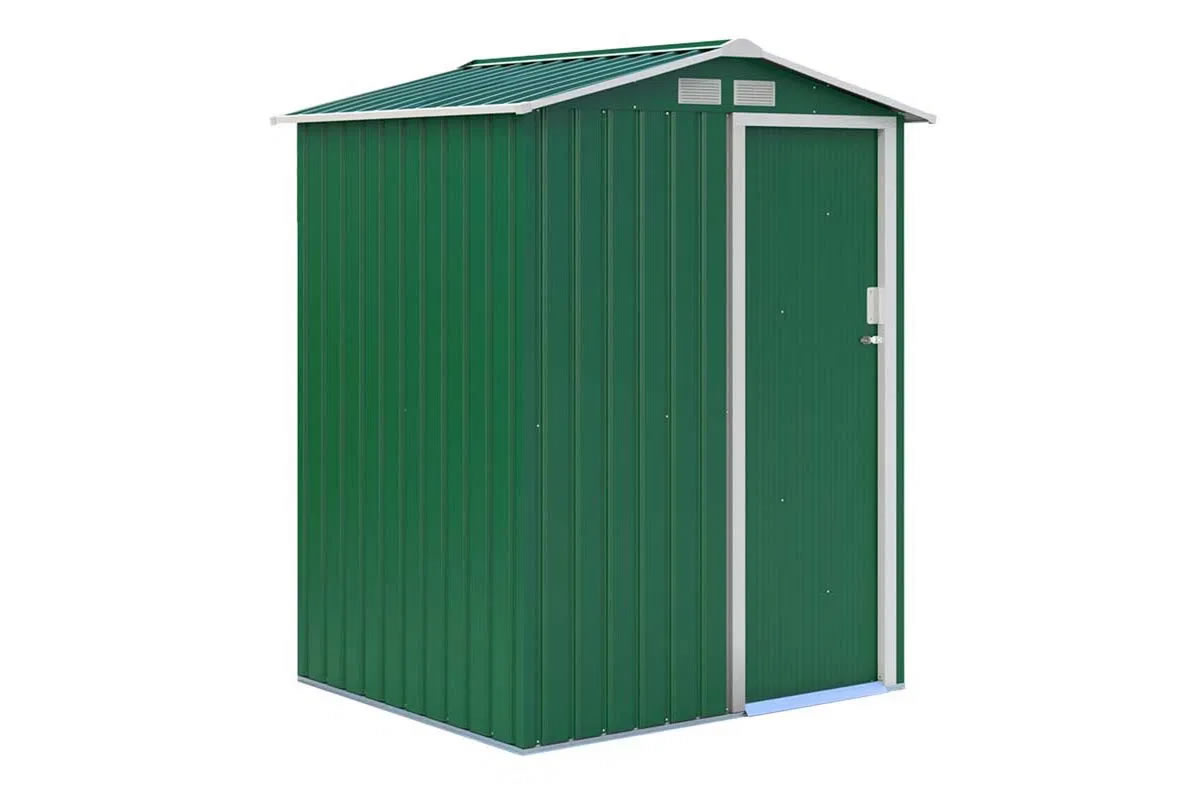 View Oxford Dark Green Galvanised Metal Outdoor Garden Shed 49ft x 43ft Pitched Reinforced Roof Sliding Lockable Doors information