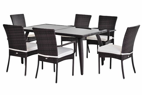 Rufford 6 Seater Brown Rattan Dining Set