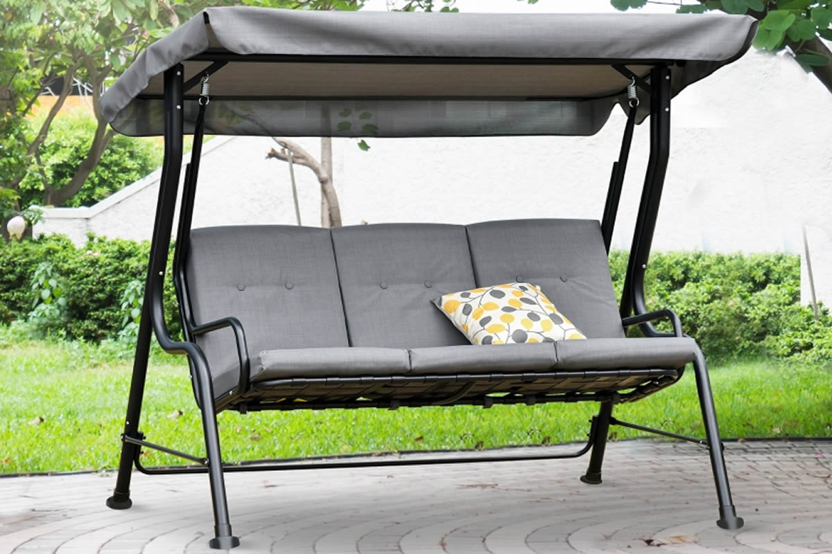 tubular 3 seater garden swing seat