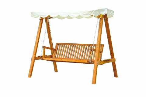 Scotney 3 Seater Garden Swing Chair With Cream Canopy