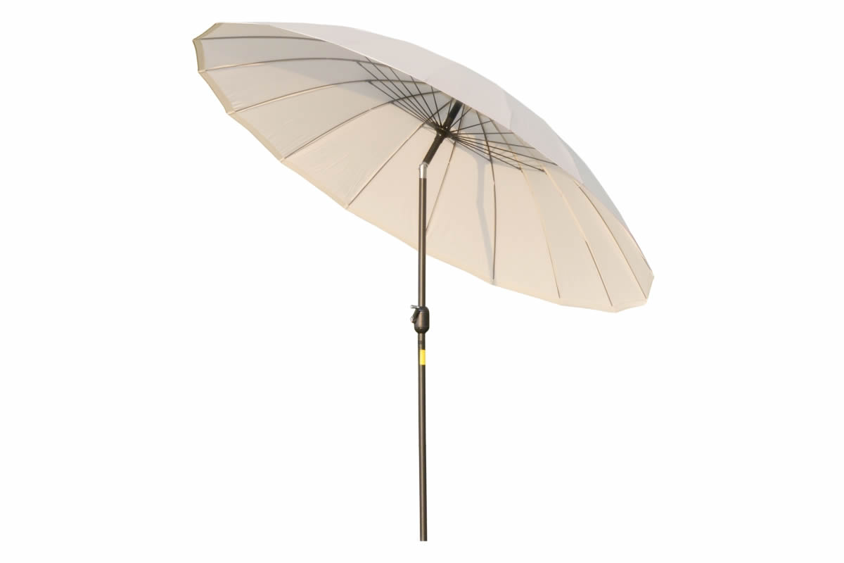 View Cream 25m Fabric Canopy Garden Parasol Umbrella Free Standing With Crank And Tilt System Holds 38mm Pole Rib Protection Air Vent Jinan information