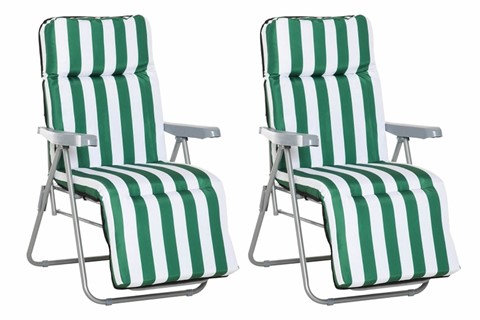 Haddo Green Stripe Reclining Sun Lounger Set Of Two