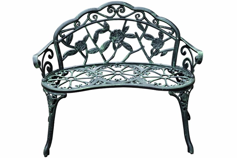 Horwood Metal Garden Bench-Antique Green