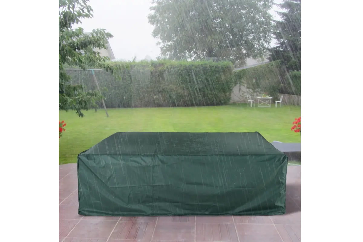 View Green Fabric Garden Furniture Cover Large Square Oxford Fabric 70H x 230L x 230Wcm Toggle Drawstring Fastening Water UV Resistant information