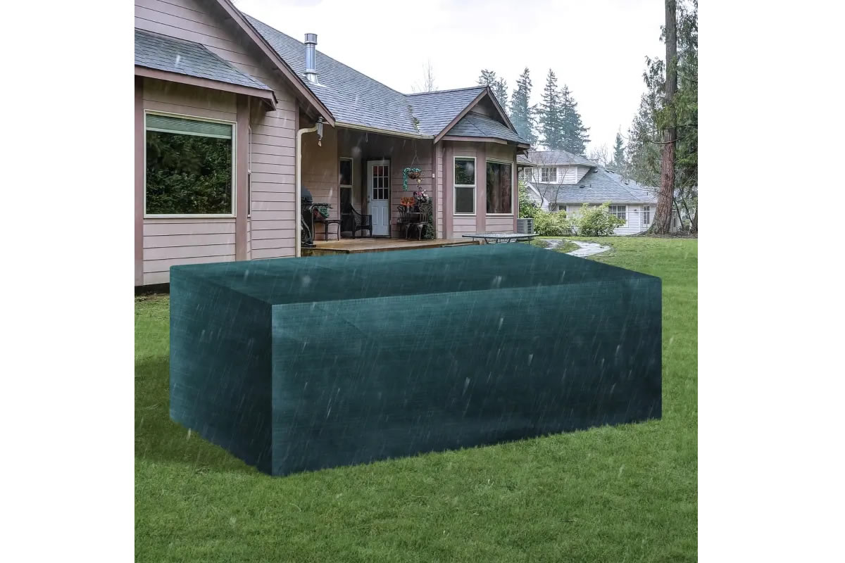 View Outdoor Garden Furniture Cover Green Polyethylene 235 x 190 x 90cm Easily Secures To Product With Ties Easily Folds To Store Away Weather Proof information