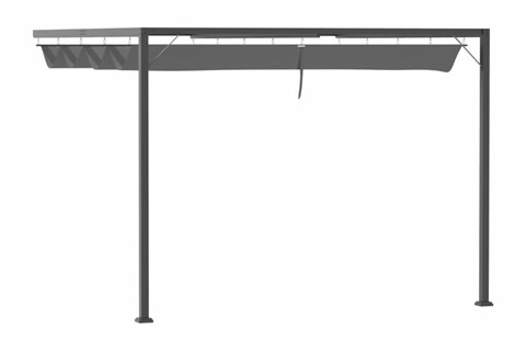 Broadway Wall Mounted Grey Retractable Canopy Metal Pergola