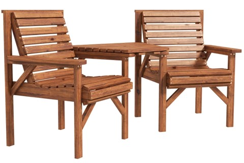 Tan Wooden Garden Companion Set with Coffee Table