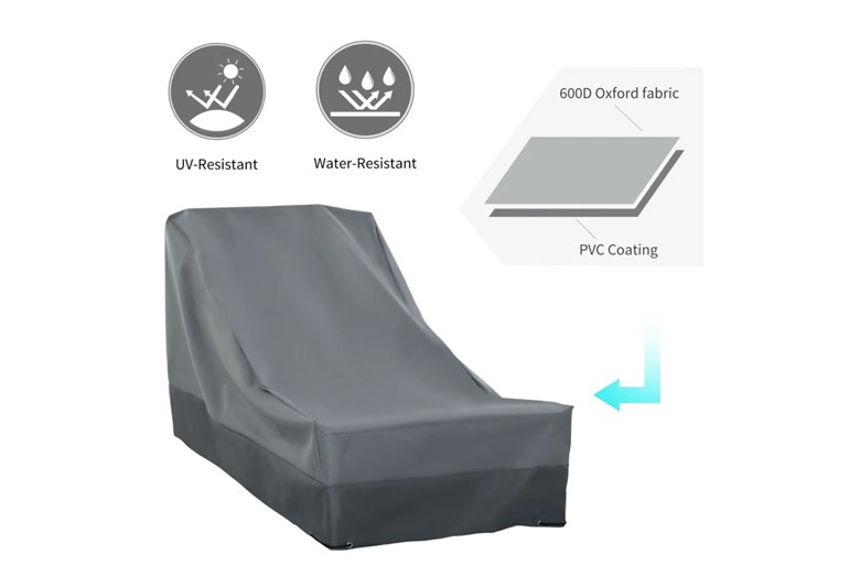 Oxford Rectangular Sun Lounger Furniture Cover - H82cm x W86cm x D200cm