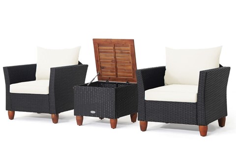 Bonneveine Wicker Patio Set - White Cushions 